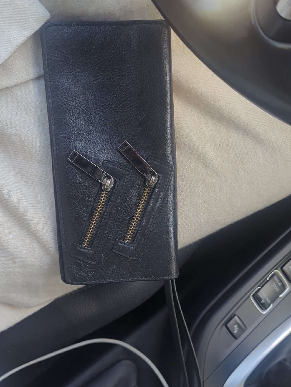 Rebecca Minkoff Black Leather Zip Accent Wallet
